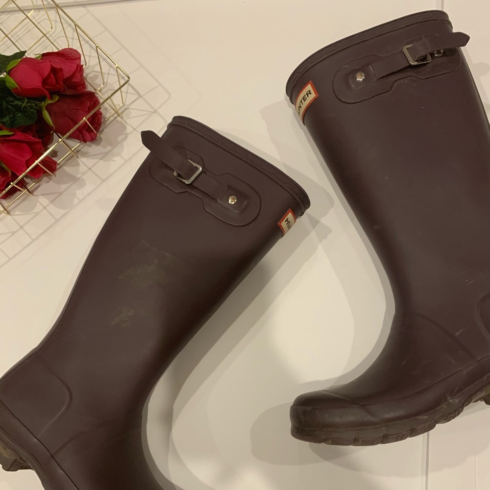 Maroon Hunter Boots Unisex boy size 4 girl 5 - Picture 1 of 7